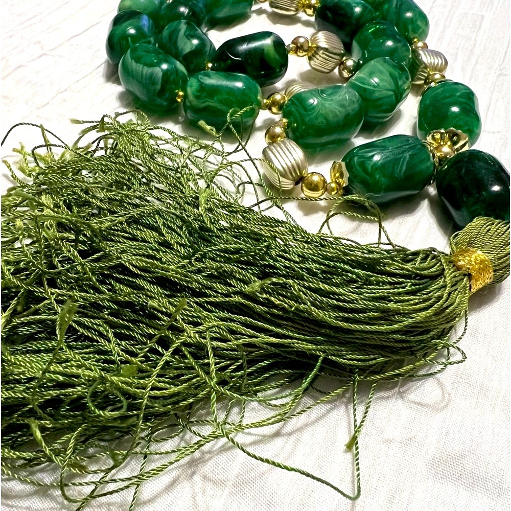 93. Emerald Green Large Beaded Statement Necklace - image 4
